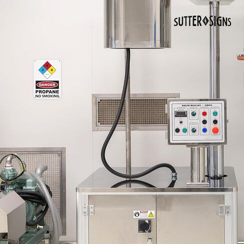 لافتة Sutter Signs Danger Propane ممنوع التدخين - ألومنيوم مقاوم للصدأ مقاس 10×7 بوصة in Kuwait