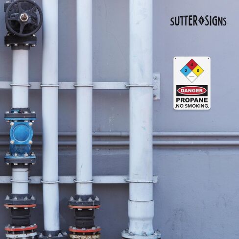 لافتة Sutter Signs Danger Propane ممنوع التدخين - ألومنيوم مقاوم للصدأ مقاس 10×7 بوصة in Kuwait