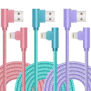 شاحن iPhone كابل Lightning معتمد من Apple MFi 3Pack 6FT لهاتف iPhone 14 | سلك كابلات شحن سريع 90 درجة متوافق مع 14/13 mini/13/12/11 Pro MAX/XR/XS/8/7/Plus/6S/SE in Kuwait