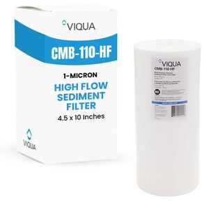 VIQUA CMB-110-HF 1 Micron High Flow Sediment Water Filter 4.5 x 10 Inches, Universal 10-Inch Whole House Water Filter Housing, Reduces Sediment, Rust, Dirt, and Protects UV Systems in Kuwait