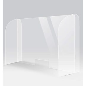 ShieldPix واقي العطس مقاس 48x28 بوصة مع جانب كامل، درع حاجز أكريليك للعداد أو المكتب، حماية زجاجية شفافة من العطس أو القطرات الأخرى مع فتحة انقطاع 5x11 in Kuwait