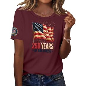 Women's 250 Years America T-Shirt Statue of Liberty USA Flag Graphic Short Sleeve Casual Tee in Kuwait