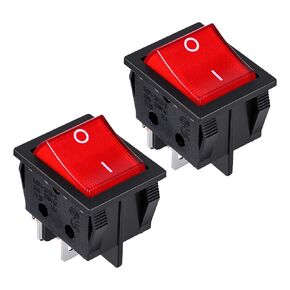 30A 250V KCD4 مفتاح هزاز أحمر مضاء، مفتاح هزاز DPDT 4 دبوس للخدمة الشاقة 120 فولت DPST Rocker Toggle مفاتيح تشغيل وإيقاف للأجهزة المنزلية للقارب والسيارات، قطعتان in Kuwait