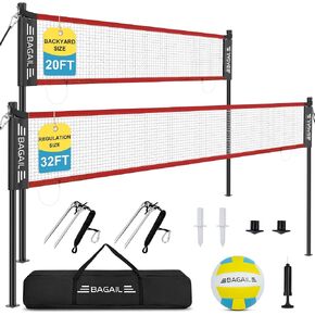 BAGAIL Outdoor Volleyball Net Set 20FT/32FT, Portable for Beach, Backyard | Complete Kit with Carry Bag, Ball & Pump, Integrated Scoring System, Anti-Sag, All-Weather Durability, Easy 5-min Setup in Saudi Arabia