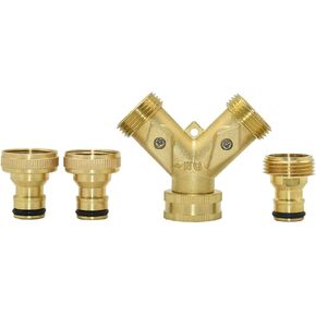 Pipe Fittings Brass 2-Way Garden Faucet 3/4 Y Irrigation Valve Quick Connector Garden Hose Faucet 1 Set (Color : BSP B) Plumbing Fittings in Kuwait