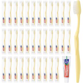Disposable Toothbrush with Toothpaste Set, Individually Wrapped Soft Bristles Travel Size Manual Toothbrushes Kit in Bulk for Hotel/Travel/ Business/Donation/Homeless/Charity/Camping (50 Pack) in Kuwait