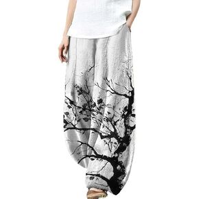 domirica Culottes Pants for Women Floral Print Graphic Regular Fit Wide Leg Casual 2025 Fashion Spring Comfy Yoga Capri Pants in Kuwait