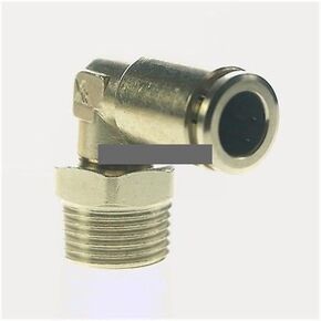 Pneumatic Nickel Brass ELbow Push In Connector Union Quick Release Air Fitting Plumbing 1/2" Male to Fit Tube O/D 10mm in Kuwait