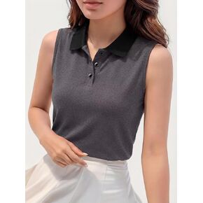Women's Breathable Sleeveless Golf Polo Shirts Moisture Wicking Contrast Collar Quick Dry Tennis Tops in Kuwait