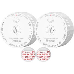 Heiman Carbon Monoxide Detectors, CO Detector Long Battery Operated, 2-Pack | UL 2034 5th Certified, Figaro Sensor/85 dB Alarm/Test Silence Button, Small CO Alarm for Home Hotel Rental Apartment, C1-S in Saudi Arabia