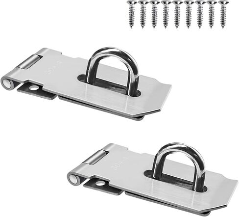2Pcs Stainless Steel Gate Lock Hasp, Safety Packlock Clasp Lock Set - Door Locks for Doors, Cabinets, Closets and More (5inch-Silver) (3inch-Silver) in Kuwait