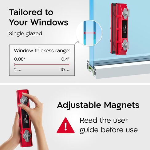 أداة تنظيف النوافذ المغناطيسية Tyroler Glider S-1 AFC تناسب Windows 0.1"-0.4" | | أداة تنظيف النوافذ ذات الوجهين تناسب نظام التشغيل Windows بسُمك 0.1 بوصة - 0.4 بوصة | منظف ​​النوافذ المغناطيس | منظف ​​الزجاج المغناطيسي in Kuwait