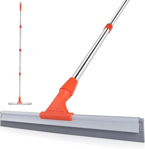 BITOPE Floor Squeegee for Cleaning, 17.3" Heavy-Duty Squeegee for Floor, Silicone Scrubber Broom with 5 Ft Stainsless Steel Long Handle for Bathroom, Glass Windows, Tile, Garage, Deck in Kuwait