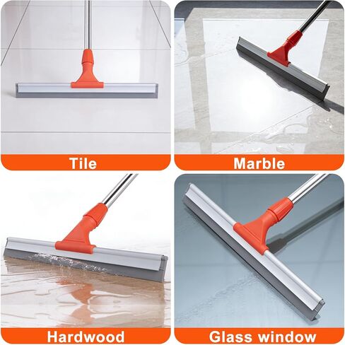 BITOPE Floor Squeegee for Cleaning, 17.3" Heavy-Duty Squeegee for Floor, Silicone Scrubber Broom with 5 Ft Stainsless Steel Long Handle for Bathroom, Glass Windows, Tile, Garage, Deck in Kuwait