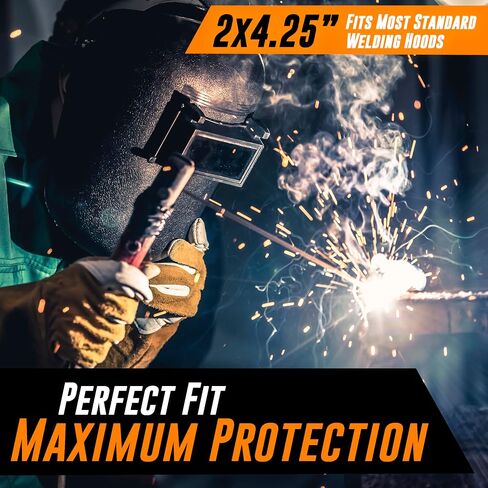 أدوات موت تولز، 100 عبوة من عدسات اللحام الشفافة مقاس 2 × 4.25 بوصة - .04 بوصة سميكة 2 × 4 عدسات لحام شفافة - تناسب معظم الخوذات ذات الحجم القياسي، 2 × 4-1/4 بوصة in Kuwait