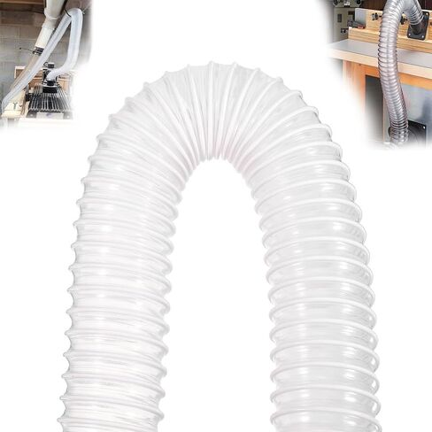 4 Inch Dust Collector Vacuum Hose Clear Flexible PVC Fume Hose Woodworking Vacuum Hose Puncture Resistant Dust Collection Tube(2m/6.56ft,50mm-2") in Kuwait
