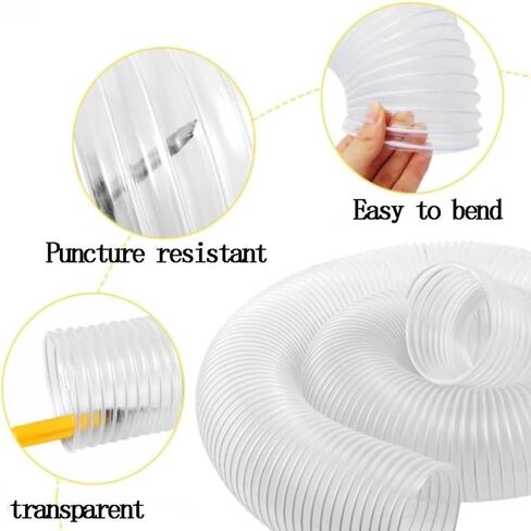 4 Inch Dust Collector Vacuum Hose Clear Flexible PVC Fume Hose Woodworking Vacuum Hose Puncture Resistant Dust Collection Tube(2m/6.56ft,50mm-2") in Kuwait