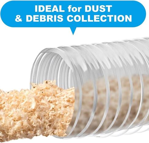 4 Inch Dust Collector Vacuum Hose Clear Flexible PVC Fume Hose Woodworking Vacuum Hose Puncture Resistant Dust Collection Tube(2m/6.56ft,50mm-2") in Kuwait