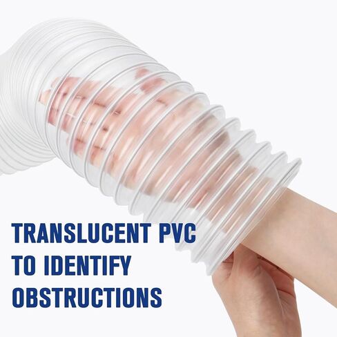 4 Inch Dust Collector Vacuum Hose Clear Flexible PVC Fume Hose Woodworking Vacuum Hose Puncture Resistant Dust Collection Tube(2m/6.56ft,50mm-2") in Kuwait