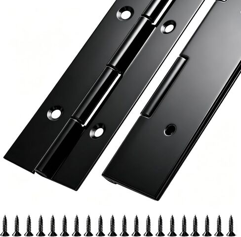 2Pack Black Piano Hinge 12 Inch x 1 1/2 Inch Open Width Stainless Steel Piano Hinges 0.047'' Thick Continuous Hinges for Heavy Duty Cabinet, Door, Toolbox, Woodworking, Furniture in Kuwait