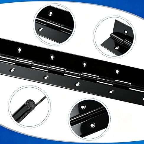 2Pack Black Piano Hinge 12 Inch x 1 1/2 Inch Open Width Stainless Steel Piano Hinges 0.047'' Thick Continuous Hinges for Heavy Duty Cabinet, Door, Toolbox, Woodworking, Furniture in Kuwait