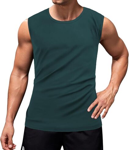 دوميريكا تانك القمم الرجالي عادية العصرية بلا أكمام Crewneck Soild اللون الأساسية قمصان الصيف خفيفة الوزن تجريب العضلات تيز in Kuwait
