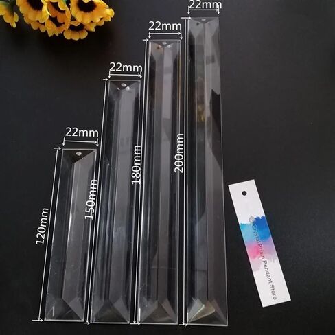 Hanging Crystals Prisms 2PCS 120mm 150mm 180mm 200mm 1 Hole K9 Rectangle Long Crystal Prism Chandelier Lamp Lighting Parts Hangings Crystals for Decoration(120mmx22mm) in Kuwait