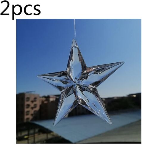 Hanging Crystals Prisms 2pcs 90mm (2 Hole) Clear Acrylic Shaped Pendant Chandelier Curtain Party Hanging Hangings Crystals for Decoration in Kuwait