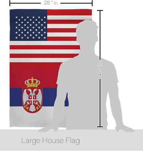 World Cup Serbia USA Friendship Flag Banner Room Wall Art Flag Poles for Outside House Patio Porch Lawn Garden Stand Tapestry Yard Signs FIFA Gifts Sports Fan Trophy Soccer Game Football Made in USA in Kuwait