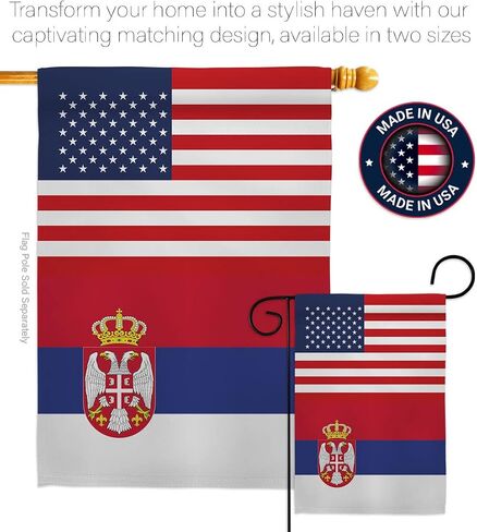 World Cup Serbia USA Friendship Flag Banner Room Wall Art Flag Poles for Outside House Patio Porch Lawn Garden Stand Tapestry Yard Signs FIFA Gifts Sports Fan Trophy Soccer Game Football Made in USA in Kuwait
