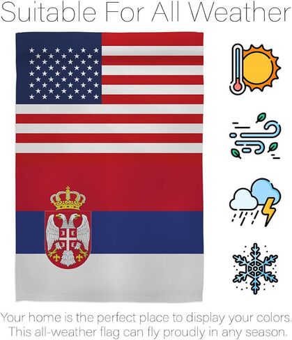 World Cup Serbia USA Friendship Flag Banner Room Wall Art Flag Poles for Outside House Patio Porch Lawn Garden Stand Tapestry Yard Signs FIFA Gifts Sports Fan Trophy Soccer Game Football Made in USA in Kuwait