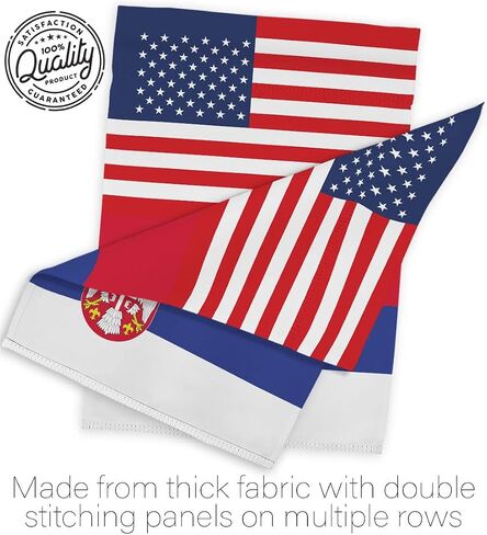 World Cup Serbia USA Friendship Flag Banner Room Wall Art Flag Poles for Outside House Patio Porch Lawn Garden Stand Tapestry Yard Signs FIFA Gifts Sports Fan Trophy Soccer Game Football Made in USA in Kuwait