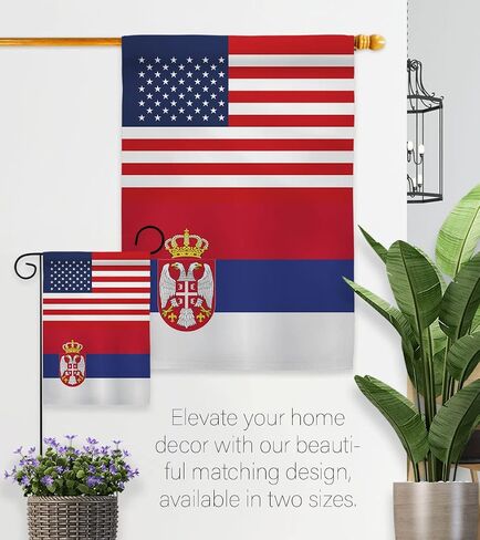 World Cup Serbia USA Friendship Flag Banner Room Wall Art Flag Poles for Outside House Patio Porch Lawn Garden Stand Tapestry Yard Signs FIFA Gifts Sports Fan Trophy Soccer Game Football Made in USA in Kuwait
