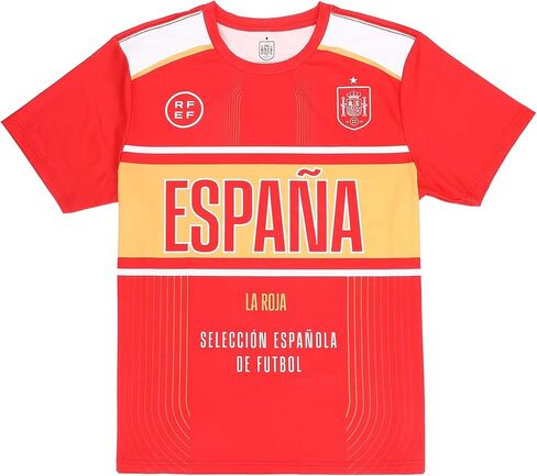 تي شيرت Bioworld Spain لكرة القدم Espana Jersey للرجال باللون الأحمر والأزرق برقبة دائرية وأكمام قصيرة in Kuwait