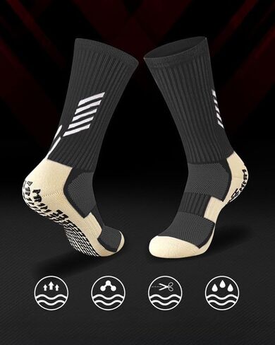 Men's Football Socks, Non-Slip Mid-Tube Sweat-Absorbing Sports Socks in Kuwait