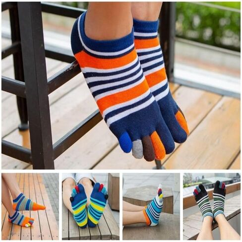 Trainer Hiking Running Toe Socks EU39-44 Low Cut Five Finger Socks Five Toe Socks Men's Socks No Show Ankle Socks(Orange) in Kuwait