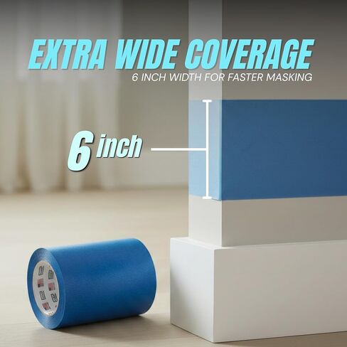 Wide Blue Painters Tape, 6 inch x 60 Yards, 3D Printing Tape, Easy Clean Removal up to 21 Days, Masking Tape in Kuwait