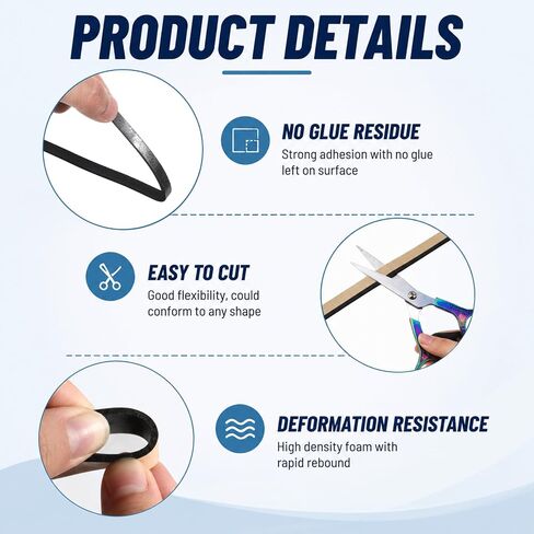 2 Rolls Expanding Foam Tape, Car Speaker Sealing Tape, Foams Grip Tapes, Soundproofing Waterproofing Gasket Tapes 10mm x 10m & 6mm x 10m Foam Single Sided (Black, 2mm Thick) in Kuwait