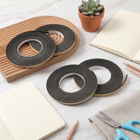2 Rolls Expanding Foam Tape, Car Speaker Sealing Tape, Foams Grip Tapes, Soundproofing Waterproofing Gasket Tapes 10mm x 10m & 6mm x 10m Foam Single Sided (Black, 2mm Thick) in Kuwait