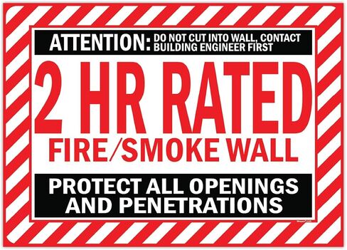 ملصق حائط بتصنيف 2 HR للحريق/الدخان، ملصق حماية لجميع الفتحات والاختراقات، 10 × 14 OSHA in Kuwait