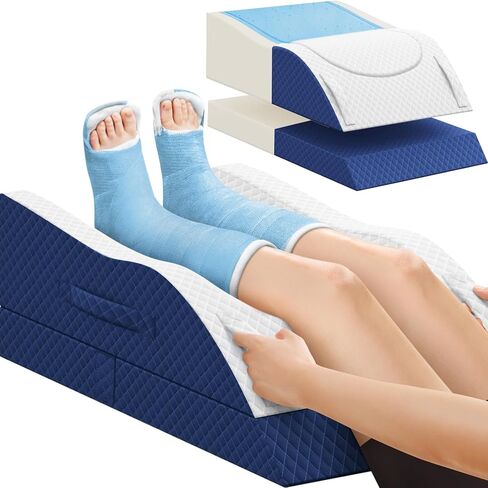 وسائد ارتفاع TranquilRelax للساق بعد الجراحة، وسادة إسفين قابلة للتعديل من إسفنج الذاكرة للإصابة أو الراحة، وسادة الكاحل لدورة الدم أثناء النوم، رمادي/ساق واحدة in Kuwait