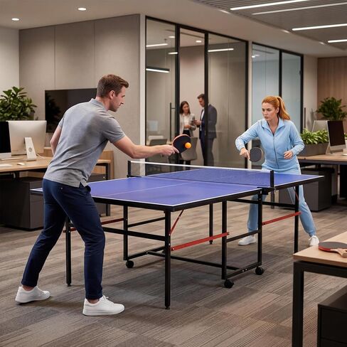 Garvee 8 ft Portable Ping Pong Table, Foldable Indoor Outdoor Table Tennis Set with Net, 2 Paddles and 3 Balls - Professional Game for Adults Teens, Quick Assembly, Single Player Playback Mode in Kuwait