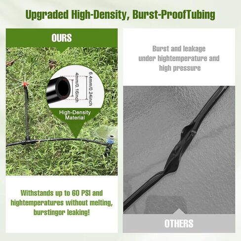 50FT 1/4 Inch Drip Irrigation Tubing with 5 Pack Push-to-Connect 1/4" Tee Connectors, Distribution Drip Line Hose & Universal Tee Fitting, for Drip Irrigation Parts or Drip System and Misting System in Kuwait