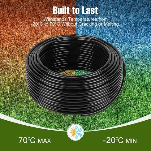 50FT 1/4 Inch Drip Irrigation Tubing with 5 Pack Push-to-Connect 1/4" Tee Connectors, Distribution Drip Line Hose & Universal Tee Fitting, for Drip Irrigation Parts or Drip System and Misting System in Kuwait