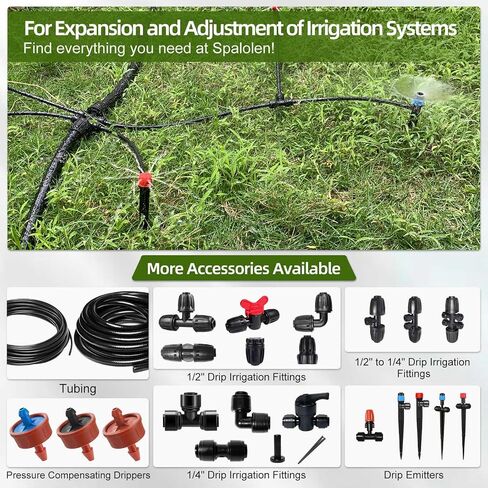 50FT 1/4 Inch Drip Irrigation Tubing with 5 Pack Push-to-Connect 1/4" Tee Connectors, Distribution Drip Line Hose & Universal Tee Fitting, for Drip Irrigation Parts or Drip System and Misting System in Kuwait