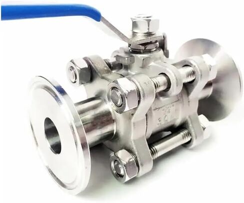 DN15 x 1.5" Tri Clamp 3-Piece Ball Shut Off Valve SUS 304 Stainless Steel Industrial in Kuwait