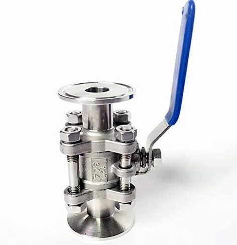 DN15 x 1.5" Tri Clamp 3-Piece Ball Shut Off Valve SUS 304 Stainless Steel Industrial in Kuwait