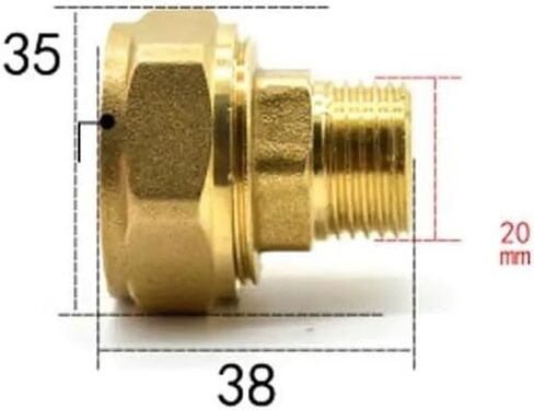 Fit 20/25mm ID/OD PEX-AL-PEX Tube x 1/2" BSPP Male Brass Pipe Fitting Coupling Connector in Kuwait
