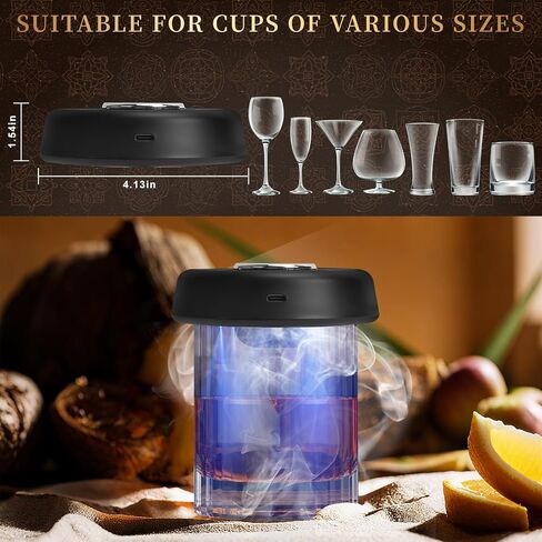 Electric Whiskey Smoker Kit with 7-Color Lights, 6 Flavors Wood Chips Cocktail Shaker with Sphere Ice Mold & Stainless Steel Ice Cubes, Old Fashioned Smoker for Father's Day, Gifts for Him in Kuwait