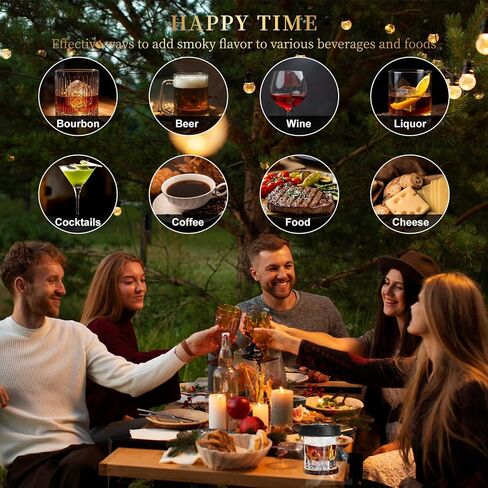Electric Whiskey Smoker Kit with 7-Color Lights, 6 Flavors Wood Chips Cocktail Shaker with Sphere Ice Mold & Stainless Steel Ice Cubes, Old Fashioned Smoker for Father's Day, Gifts for Him in Kuwait